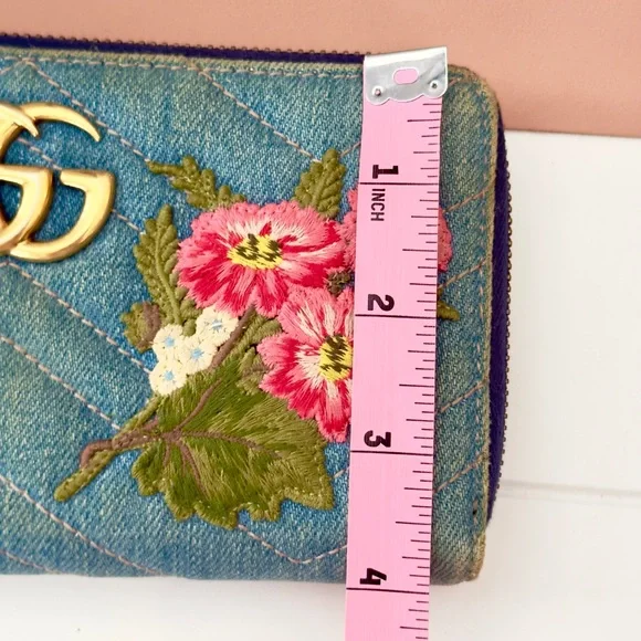 Gucci Marmont Denim Floral Zippy Wallet - Picture 14 of 14